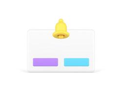 Incoming call mobile phone accept decline button ring bell interface realistic 3d icon vector