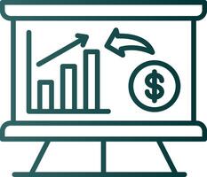 ingresos gráfico línea degradado icono vector