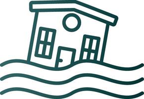 Flooded House Line Gradient Icon vector
