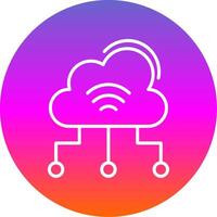 nube informática línea degradado circulo icono vector