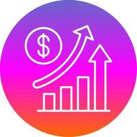 Increase Sales Line Gradient Circle Icon vector