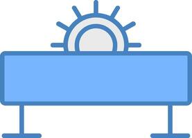 Saw Machine Line Filled Blue Icon vector