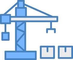 Crane Lifter Line Filled Blue Icon vector