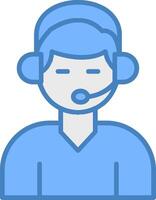 Customer Support Line Filled Blue Icon vector