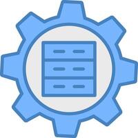 base de datos administración línea lleno azul icono vector