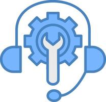 Tech Support Line Filled Blue Icon vector