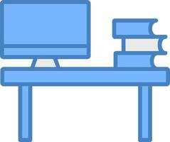 Workstation Line Filled Blue Icon vector