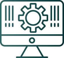 icono de gradiente de línea de monitor vector