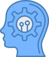Mind Settings Line Filled Blue Icon vector