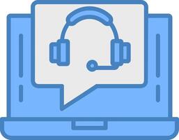 Support Call Line Filled Blue Icon vector