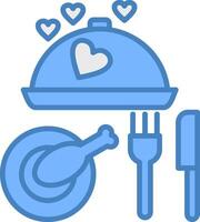 Dinner Line Filled Blue Icon vector