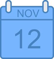 November Line Filled Blue Icon vector