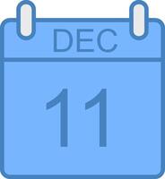 December Line Filled Blue Icon vector