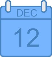 December Line Filled Blue Icon vector