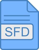 sfd archivo formato línea lleno azul icono vector