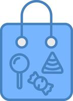 Candy Bag Line Filled Blue Icon vector