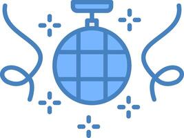 Disco Ball Line Filled Blue Icon vector