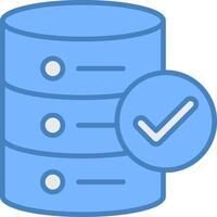 aprobado base de datos línea lleno azul icono vector