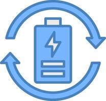 Eco Battery Line Filled Blue Icon vector