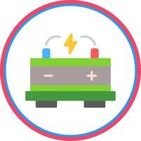 Car Battery Flat Circle Icon vector