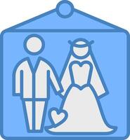 Wedding Photos Line Filled Blue Icon vector