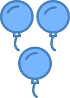 Balloons Line Filled Blue Icon vector