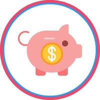 Piggy Bank Flat Circle Icon vector