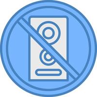 No altavoz línea lleno azul icono vector