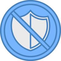 No seguridad línea lleno azul icono vector