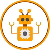 robot plano circulo icono vector