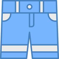 pantalones cortos línea lleno azul icono vector