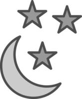 Half Moon Line Filled Greyscale Icon Design vector