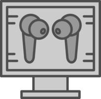 Computer Line Filled Greyscale Icon Design vector