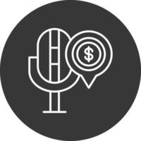 Finanzas podcast línea invertido icono diseño vector