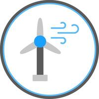 Wind Turbine Flat Circle Icon vector