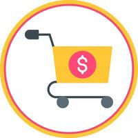 Shopping Cart Flat Circle Icon vector