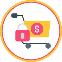 Secure OnFlat Circle Shopping Flat Circle Icon vector