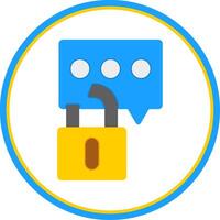 Secure Chat Flat Circle Icon vector