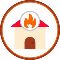 hogar fuego plano circulo icono vector