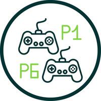 Player Versus Player Line Circle Icon Design vector