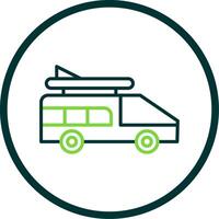 Camper Van Line Circle Icon Design vector