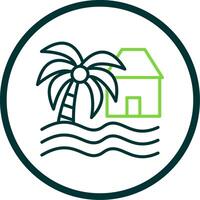 Beach House Line Circle Icon Design vector