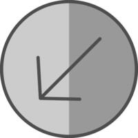 Down Left Arrow Line Filled Greyscale Icon Design vector