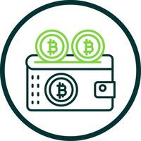 Bitcoin Wallet Line Circle Icon Design vector