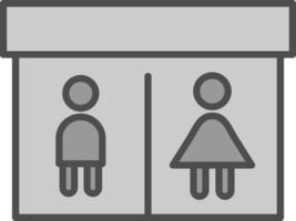 público baño línea lleno escala de grises icono diseño vector