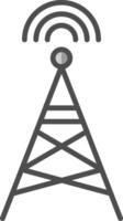 radio torre línea lleno escala de grises icono diseño vector