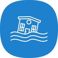 Flooded House Line Curve Icon Design vector