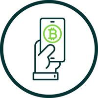 Pay Bitcoin Line Circle Icon Design vector