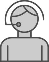 Call Center Agent Line Filled Greyscale Icon Design vector