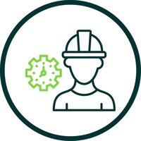 Worker Mask Line Circle Icon Design vector